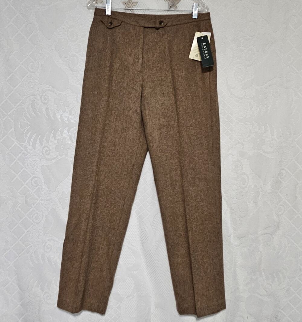 Lauren Ralph Lauren Size 10 Women Vintage Classic Lambswool Lined Tweed Trouser